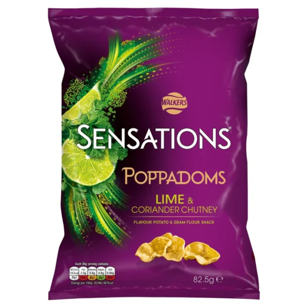 Walkers Sensations Poppadoms Lime & Coriander Chutney 9pk (85.50g)